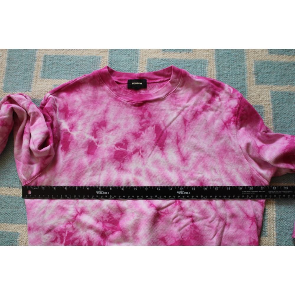 Monrow M Pink Tie Dye Sweatshirt Crewneck Long Sleeve French Terry - Picture 8 of 11